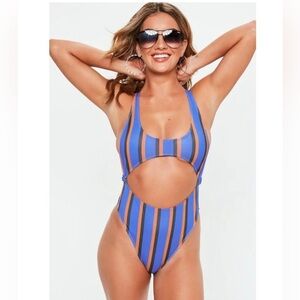 MISSGUIDED Striped One Piece Bathing Suit